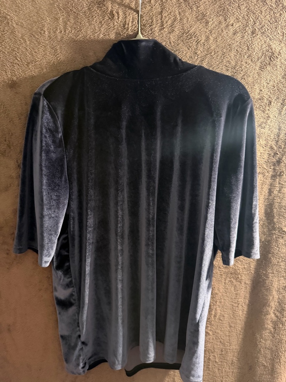 Women’s Velvet Short-Sleeve Shirt - Navy Blue